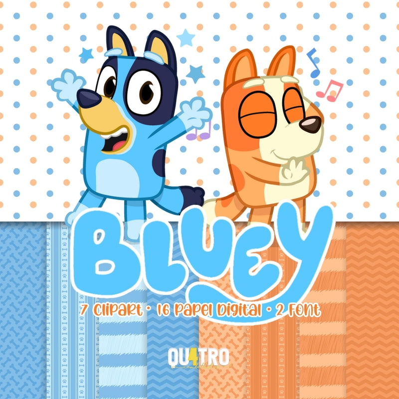 Kit Digital Bluey – Cliparts, Papéis Digitais e Fontes