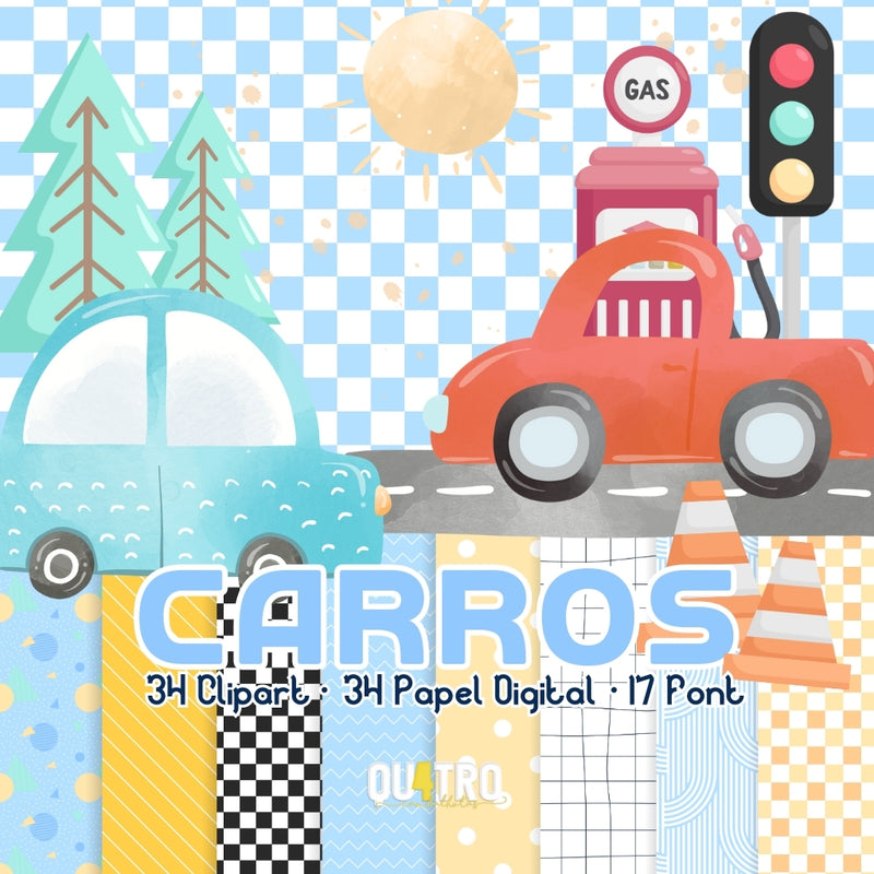 Digital Car Kit – Cliparts, Digital Papers and Fonts
