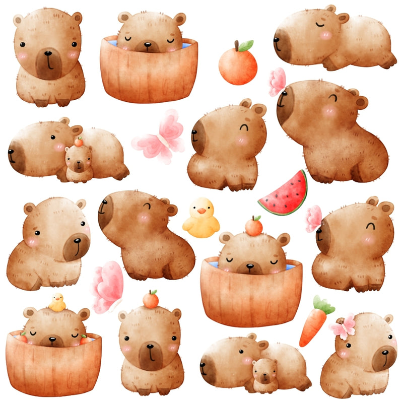 Kit Digital Capivara – Cliparts, Papéis Digitais e Fontes - Quatro Cambalhotas