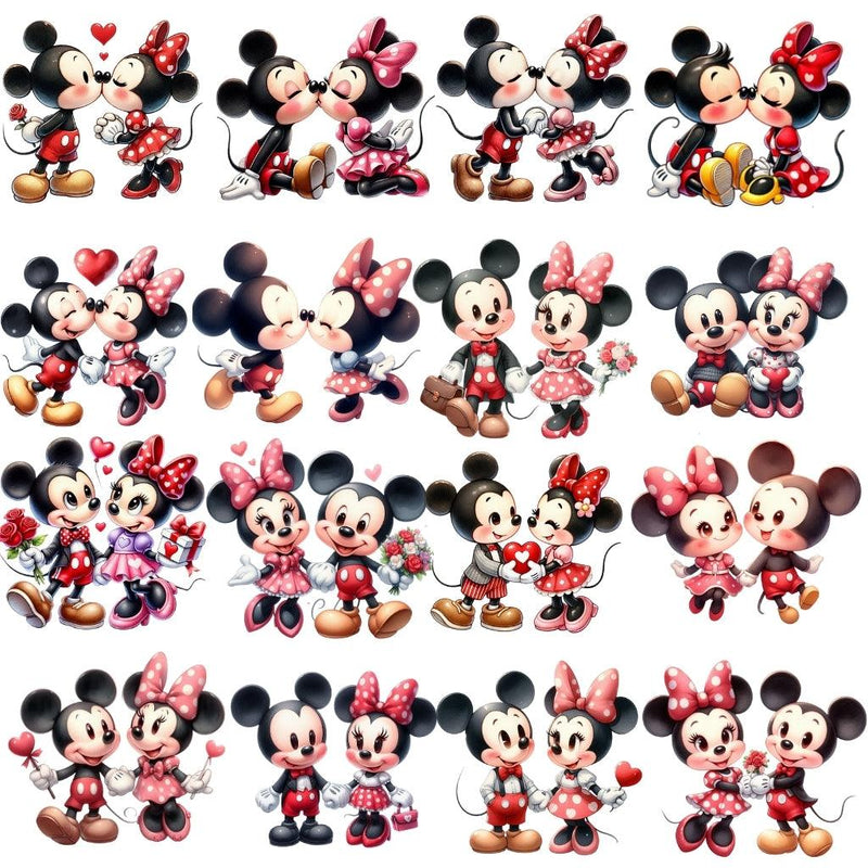 Mickey and Minnie Love Cliparts – Digital Kit with 51 Illustrations