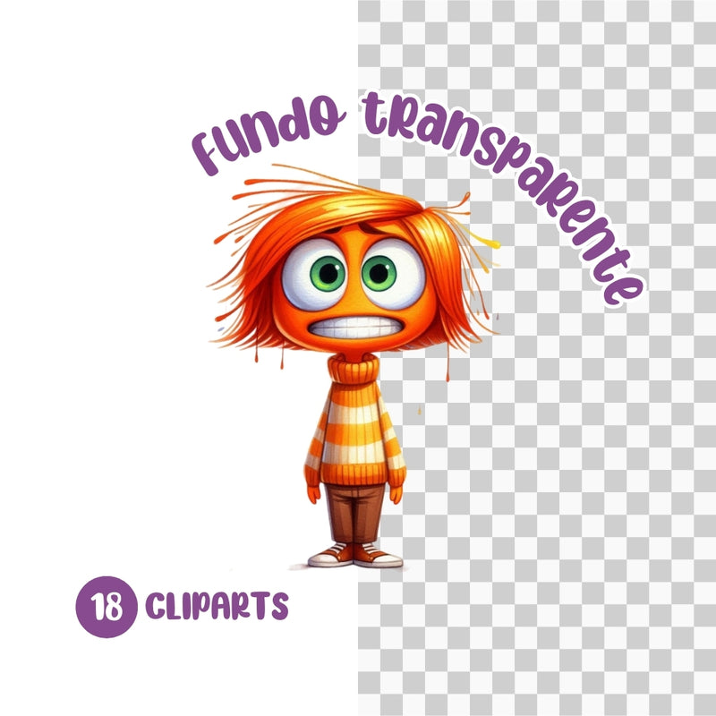 Cliparts Realista Divertida Mente – Kit Digital com 18 Ilustrações - Quatro Cambalhotas