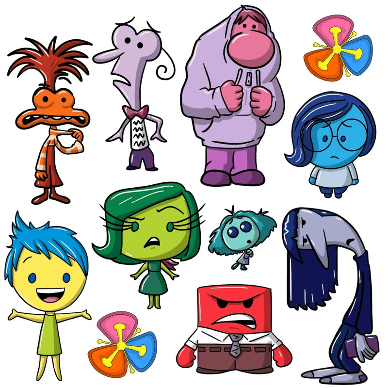 Cliparts para Colorir Divertida Mente – Kit Digital com 20 Ilustrações - Quatro Cambalhotas