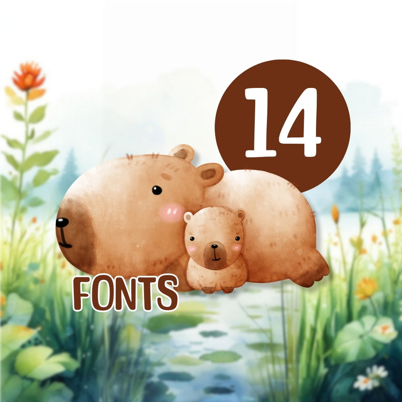 Kit Digital Capivara – Cliparts, Papéis Digitais e Fontes - Quatro Cambalhotas