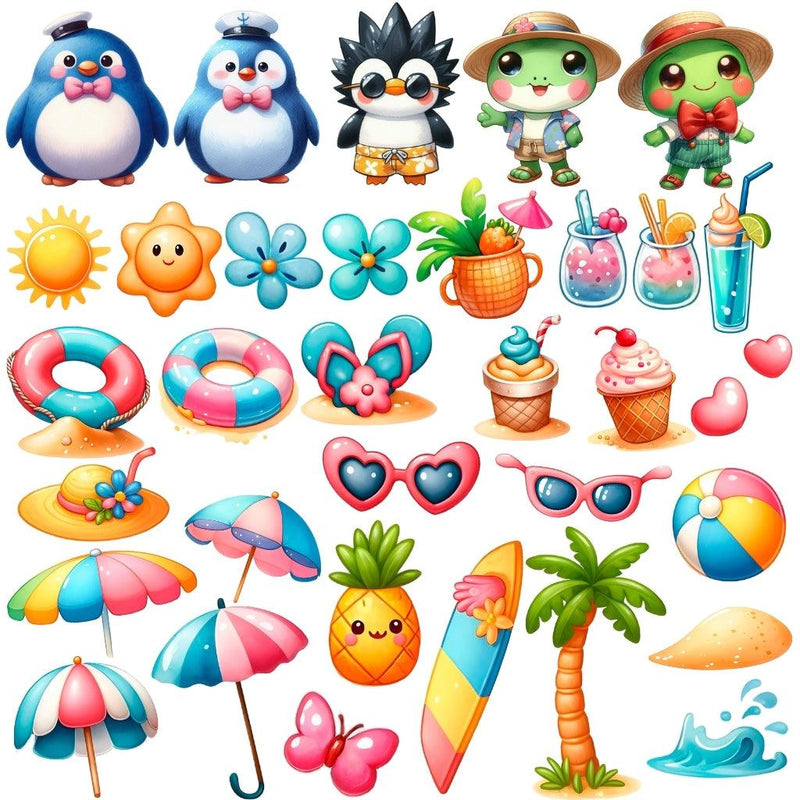 Kit Digital Hello Kitty Summer – Cliparts, Papéis Digitais e Fontes - Quatro Cambalhotas