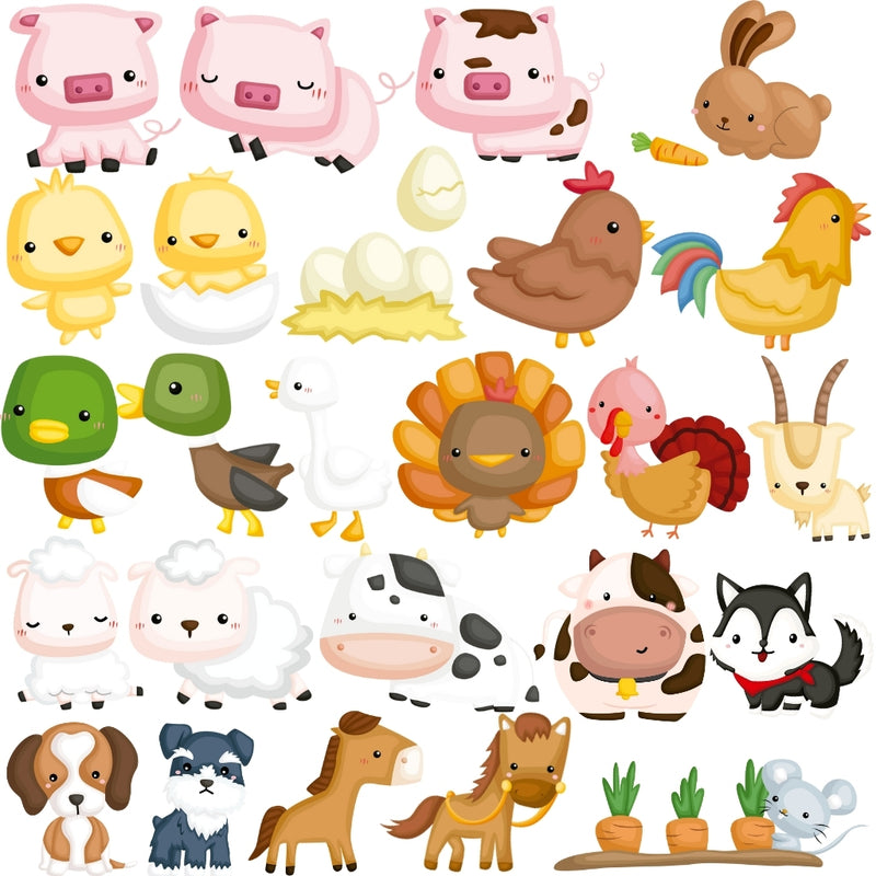 Kit Digital Fazendinha – Cliparts, Papéis Digitais e Fontes