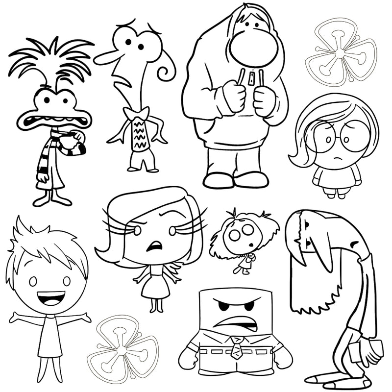 Cliparts para Colorir Divertida Mente – Kit Digital com 20 Ilustrações - Quatro Cambalhotas