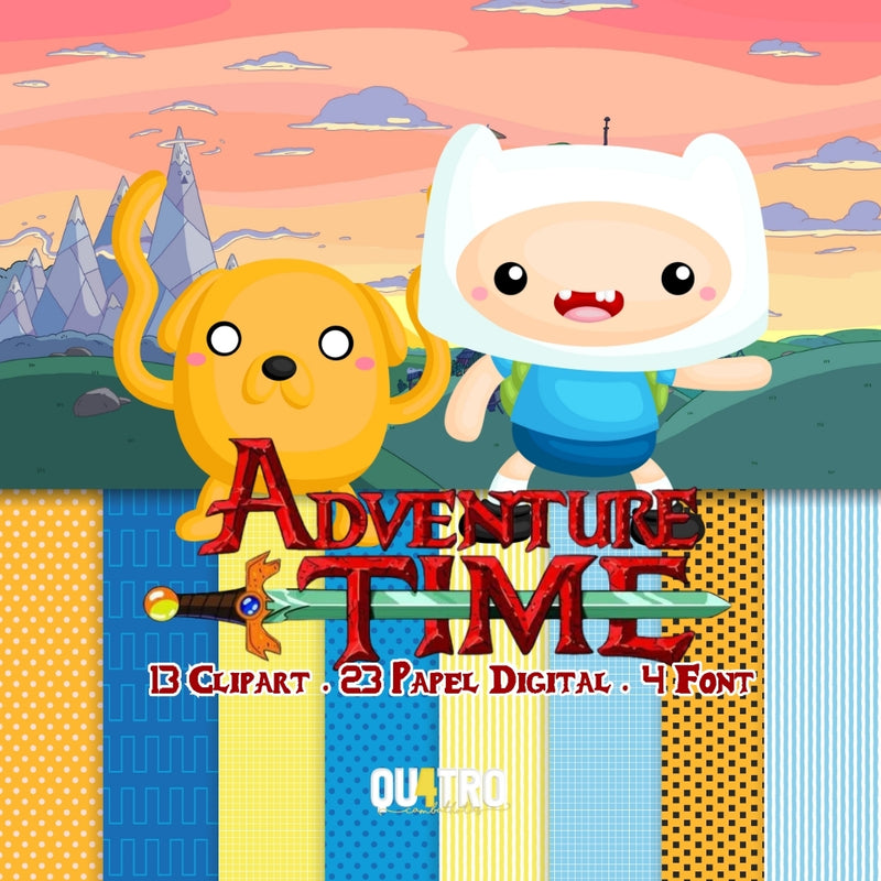 Adventure Time Digital Kit – Cliparts, Digital Papers and Fonts