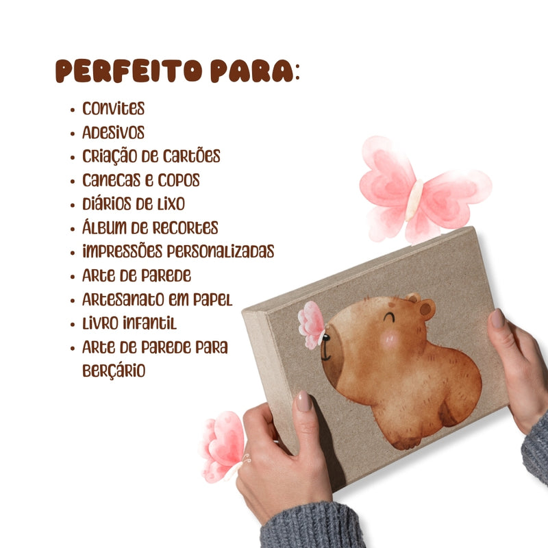 Kit Digital Capivara – Cliparts, Papéis Digitais e Fontes - Quatro Cambalhotas