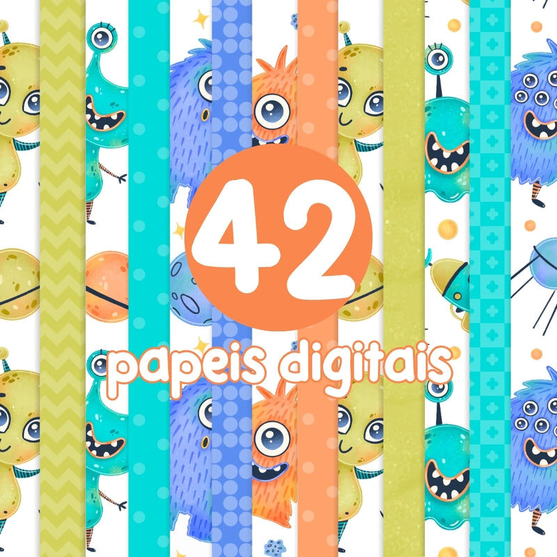 Monsters Digital Kit – Cliparts, Digital Papers and Fonts