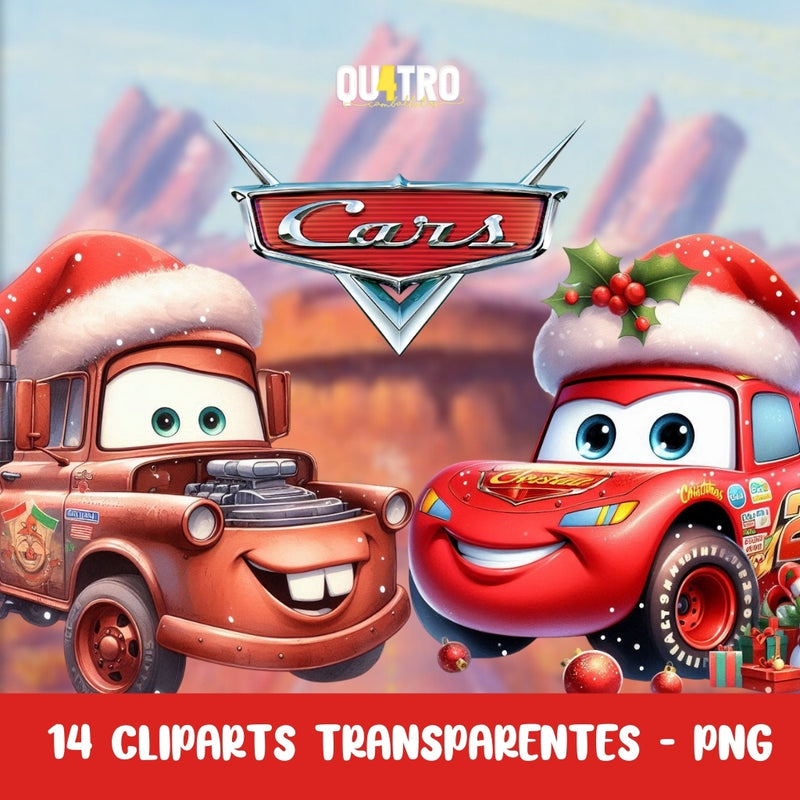 Cliparts Natal dos Carros – Kit Digital com 14 Ilustrações - Quatro Cambalhotas