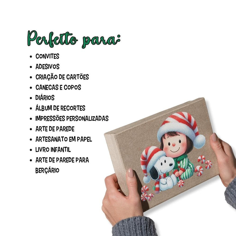 Kit Digital Natal do Snoopy – Cliparts, Papéis Digitais e Fontes