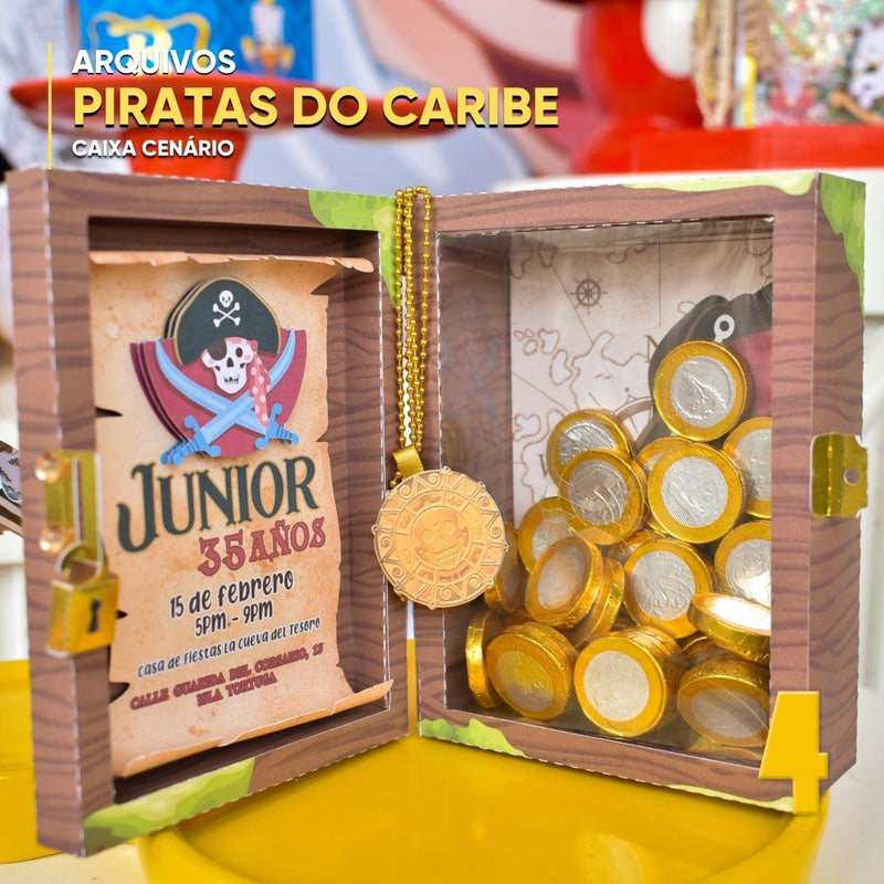 Caixa Piratas do Caribe - Arquivo Digital para Recorte - Quatro Cambalhotas