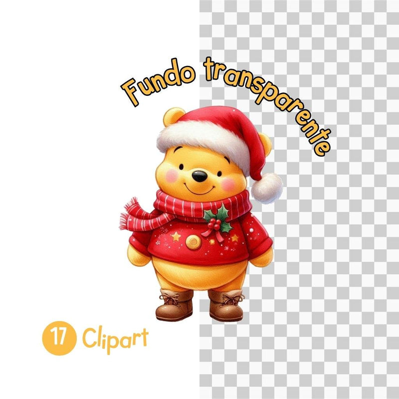 Kit Digital Natal Ursinho Pooh – Cliparts, Papéis Digitais e Fontes - Quatro Cambalhotas