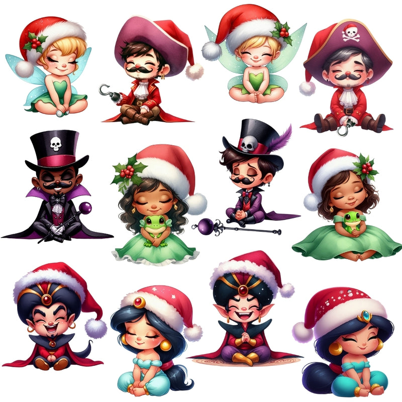 Cliparts Natal Princesas e Vilões – Kit Digital com 24 Ilustrações - Quatro Cambalhotas