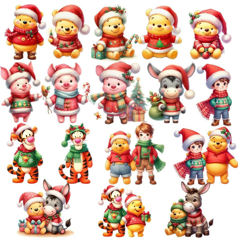 Kit Digital Natal Ursinho Pooh – Cliparts, Papéis Digitais e Fontes - Quatro Cambalhotas