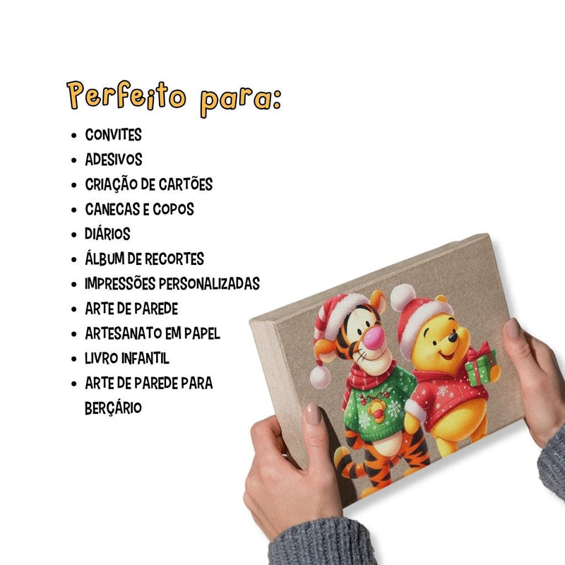 Kit Digital Natal Ursinho Pooh – Cliparts, Papéis Digitais e Fontes - Quatro Cambalhotas