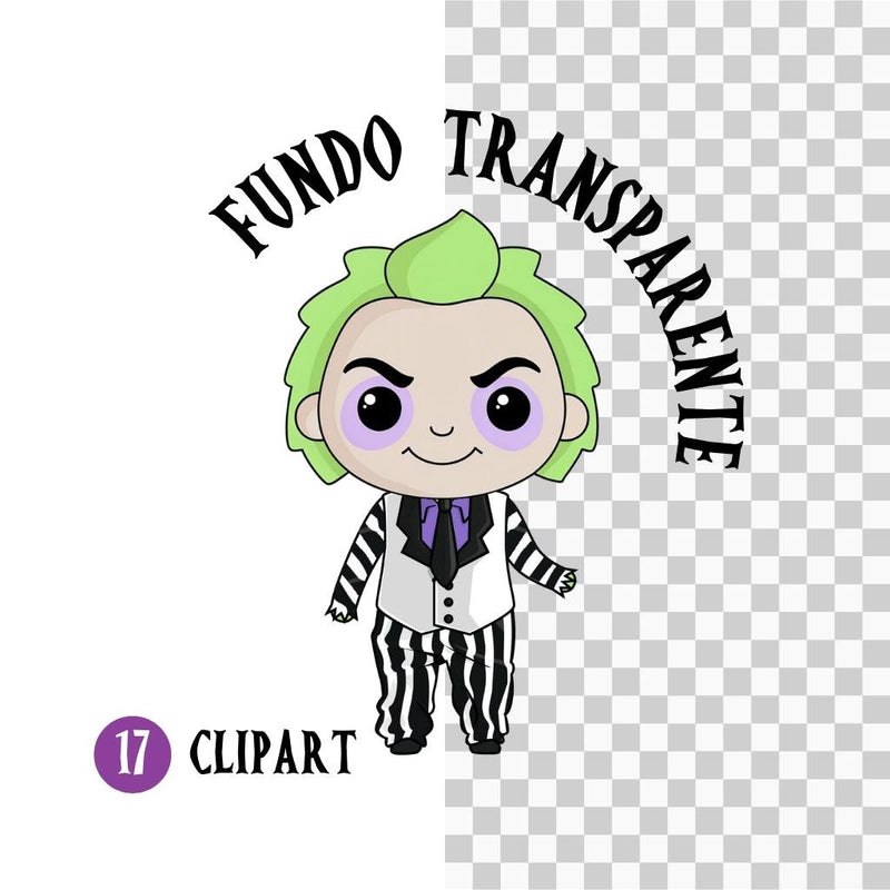Kit Digital Beetlejuice – Cliparts, Papéis Digitais e Fontes - Quatro Cambalhotas