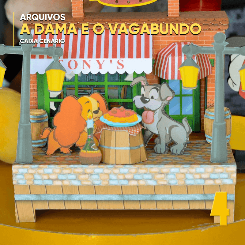 Caixa A Dama e o Vagabundo - Arquivo Digital para Recorte - Quatro Cambalhotas