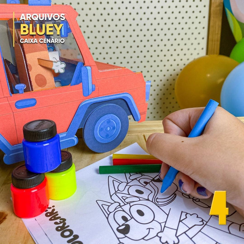 Caixa Caixa de Atividades Bluey - Arquivo Digital para Recorte - Quatro Cambalhotas