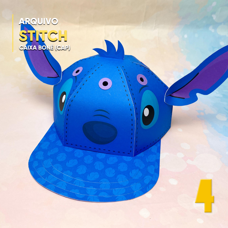 Caixa Boné de Atividades Lilo & Stitch - Arquivo Digital para Recorte