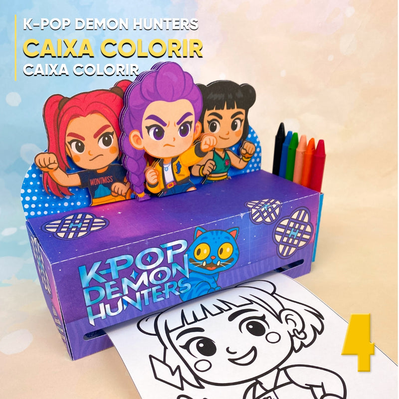 Caixa de Colorir Guerreiras do K-Pop - Arquivo Digital para Recorte