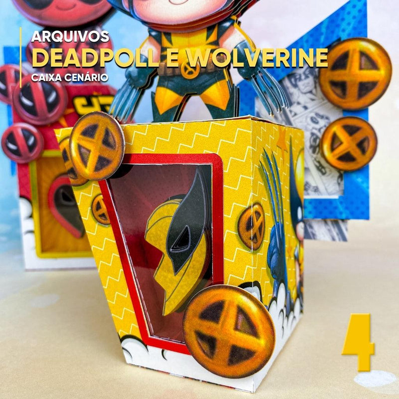 Caixa Deadpool & Wolverine - Arquivo Digital para Recorte - Quatro Cambalhotas