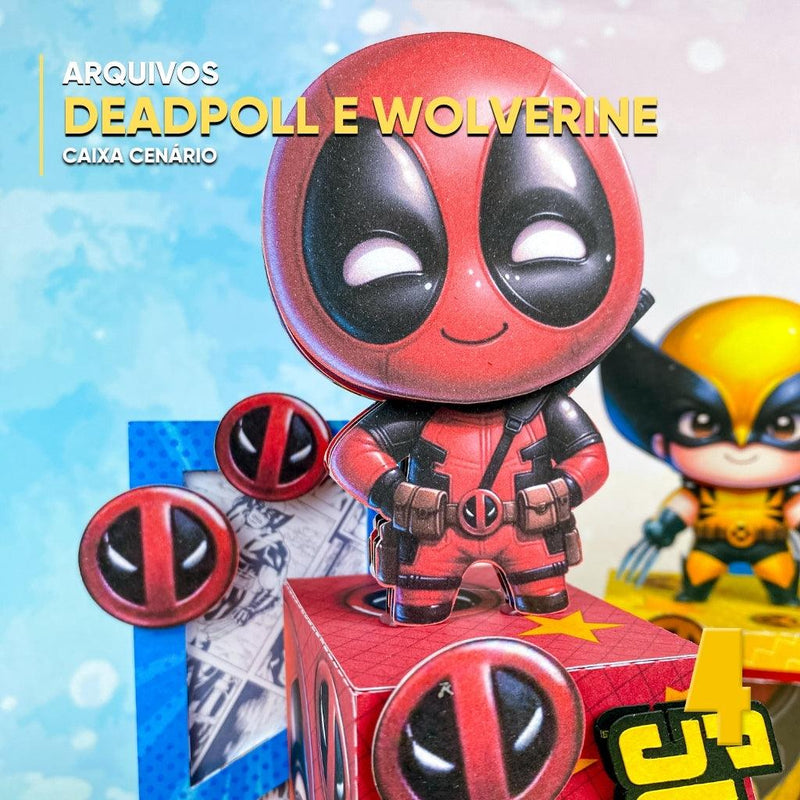 Caixa Deadpool & Wolverine - Arquivo Digital para Recorte - Quatro Cambalhotas