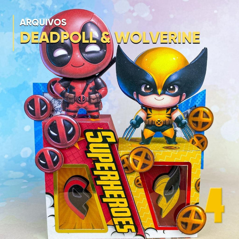Caixa Deadpool & Wolverine - Arquivo Digital para Recorte - Quatro Cambalhotas