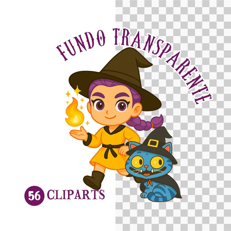 Cliparts Halloween Guerreiras do K-Pop – Kit Digital com 56 Ilustrações