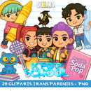Cliparts Guerreiras do K-Pop Escolar – Kit Digital com 29 Ilustrações