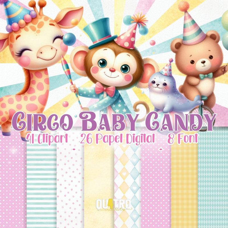 Baby Candy Circus Digital Kit - Cliparts, Digital Papers and Fonts