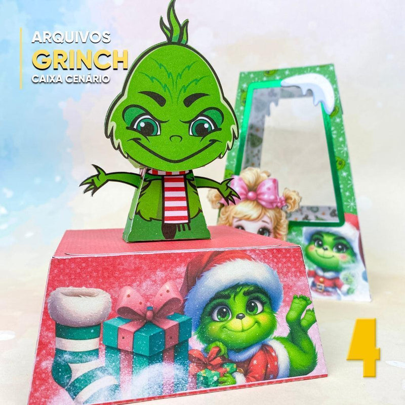 Caixa O Grinch  - Arquivo Digital para Recorte - Quatro Cambalhotas