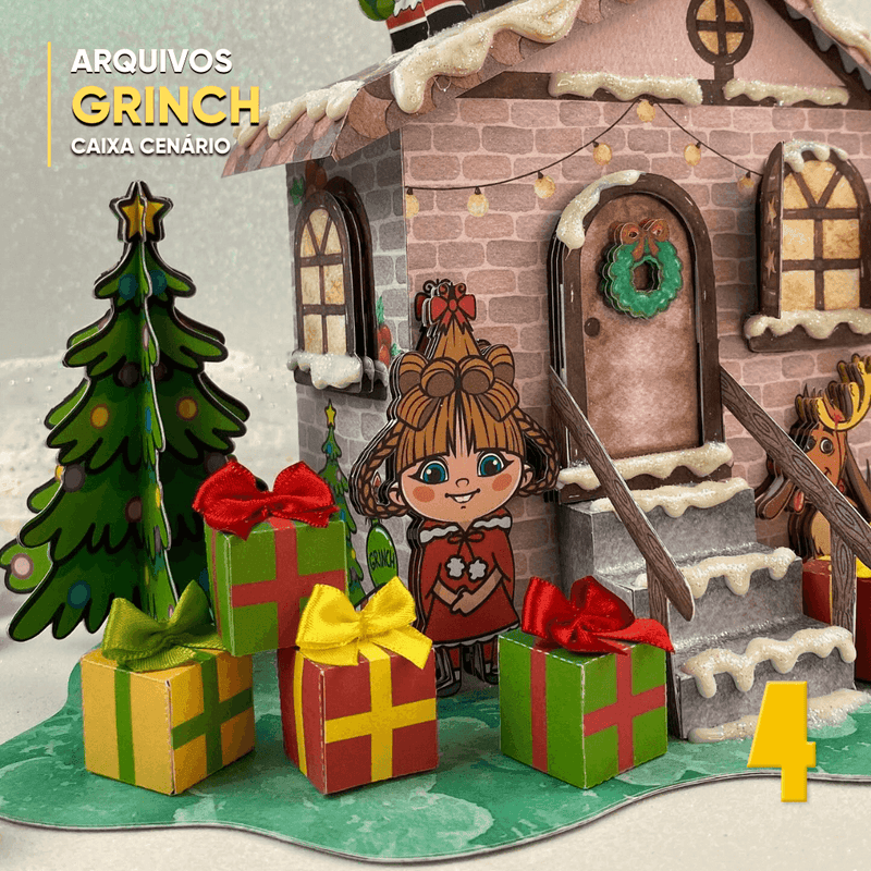 Caixa O Grinch - Arquivo Digital para Recorte - Quatro Cambalhotas
