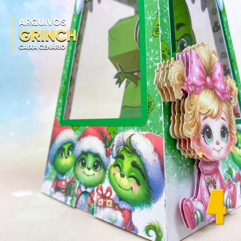 Caixa O Grinch  - Arquivo Digital para Recorte - Quatro Cambalhotas