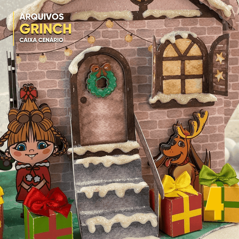 Caixa O Grinch - Arquivo Digital para Recorte - Quatro Cambalhotas
