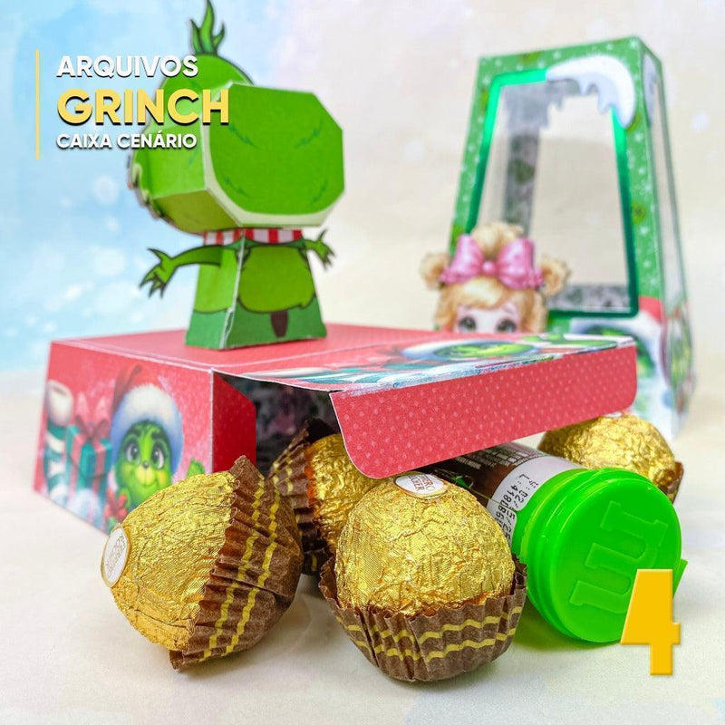 Caixa O Grinch  - Arquivo Digital para Recorte - Quatro Cambalhotas