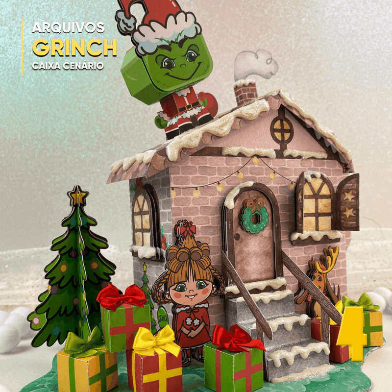 Caixa O Grinch - Arquivo Digital para Recorte - Quatro Cambalhotas