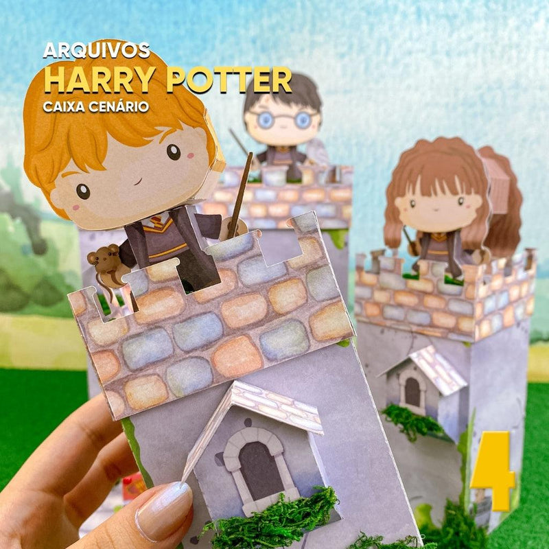Caixa Harry Potter - Arquivo Digital para Recorte - Quatro Cambalhotas