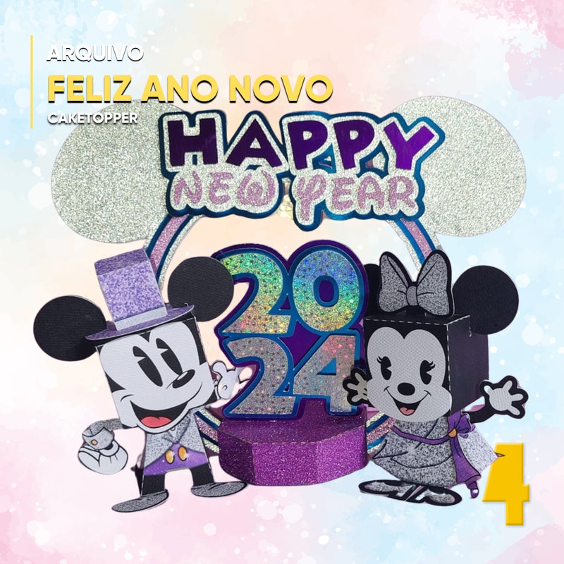 Caketopper Año Nuevo Disney – Archivo Digital para Recorte