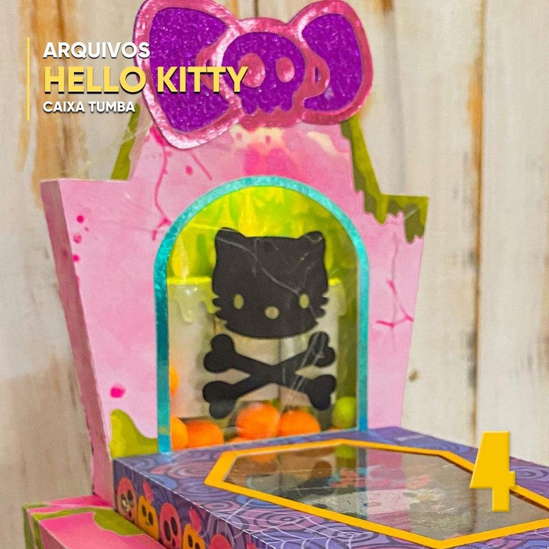 Caixa Tumba - Hello Kitty Halloween - Arquivo Digital para Recorte - Quatro Cambalhotas