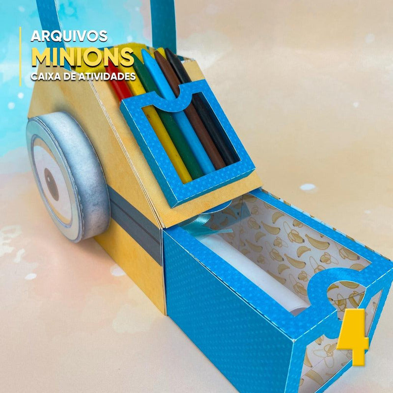 Caixa de Atividades Minions - Arquivo Digital para Recorte - Quatro Cambalhotas