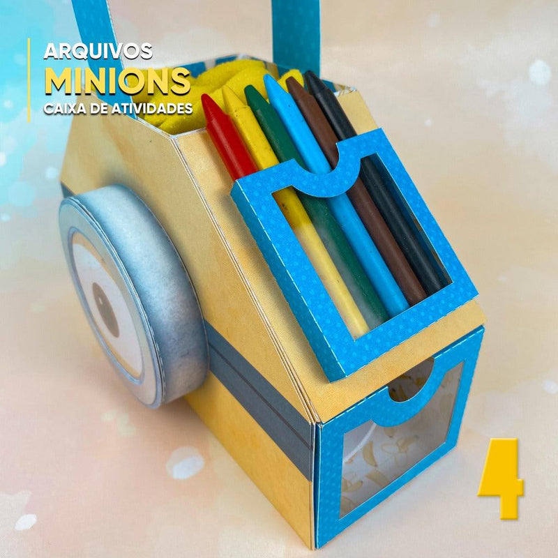 Caixa de Atividades Minions - Arquivo Digital para Recorte - Quatro Cambalhotas