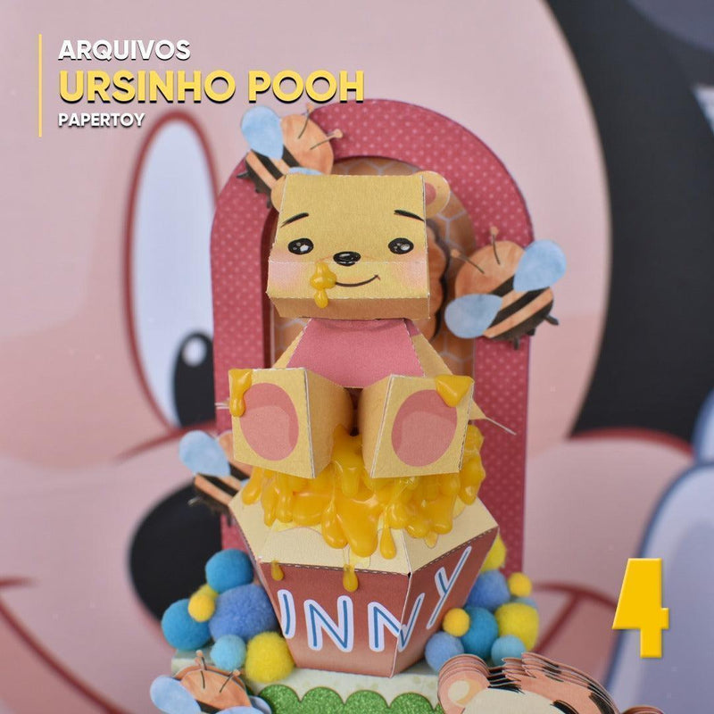 Arquivo Grátis Papertoy Ursinho Pooh – Arquivo Digital para Recorte - Quatro Cambalhotas