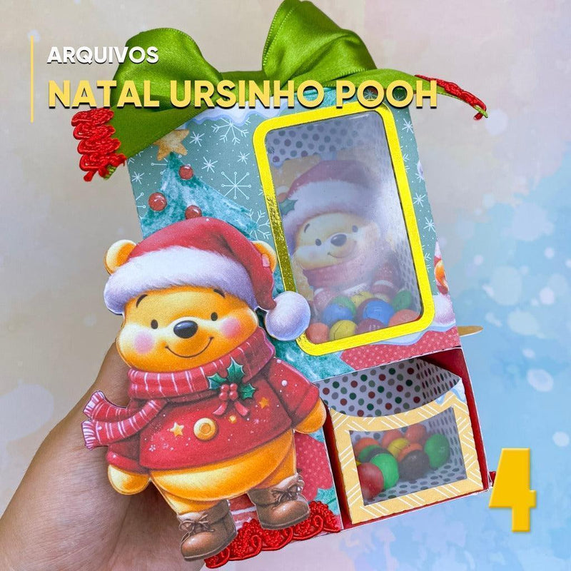 Natal Ursinho Pooh - Arquivo Digital para Recorte - Quatro Cambalhotas