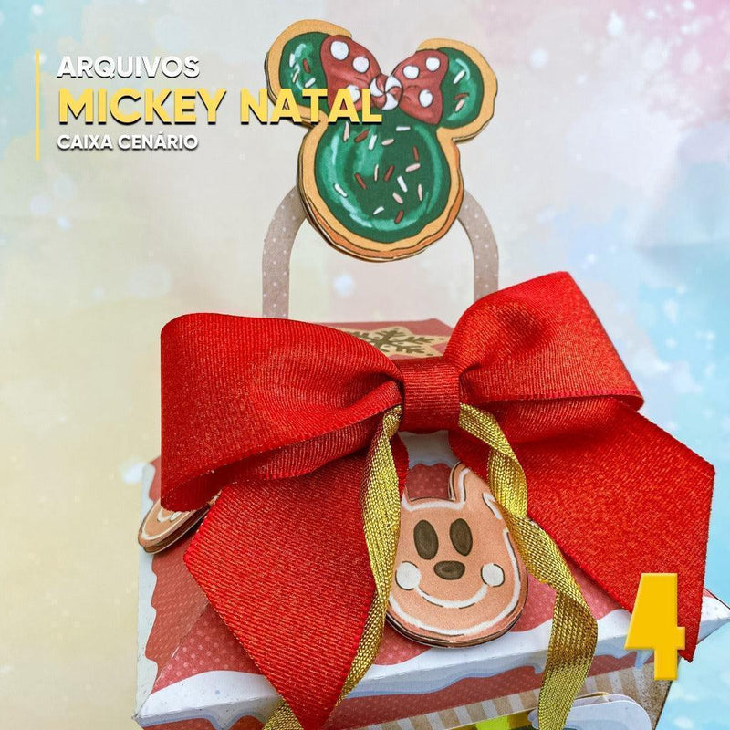 Caixa Mickey Natal - Arquivo Digital para Recorte - Quatro Cambalhotas