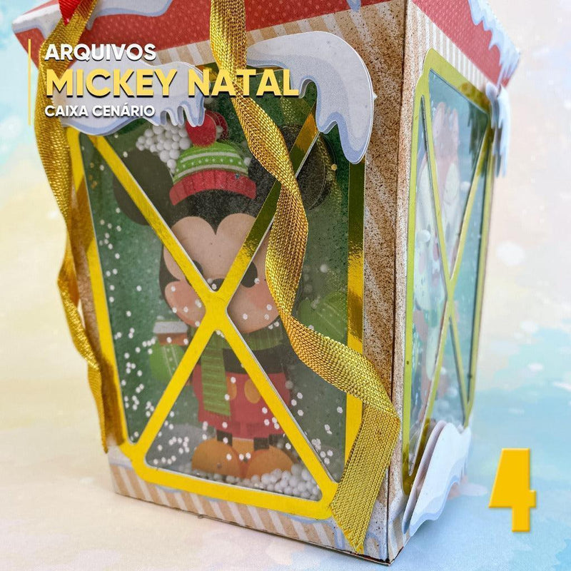 Caixa Mickey Natal - Arquivo Digital para Recorte - Quatro Cambalhotas