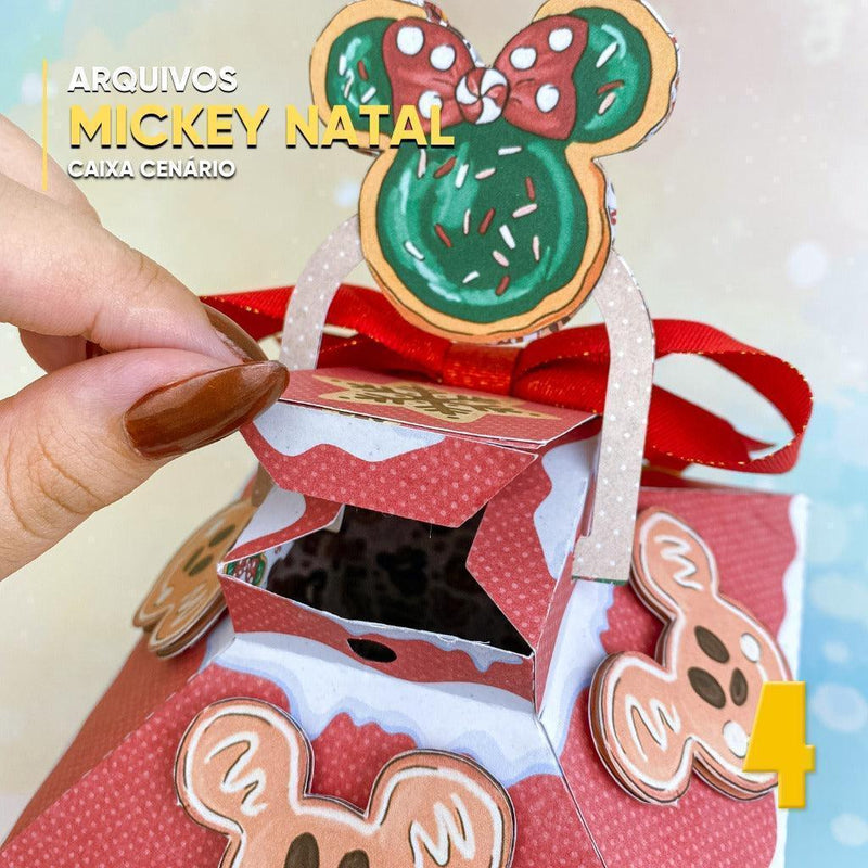Caixa Mickey Natal - Arquivo Digital para Recorte - Quatro Cambalhotas