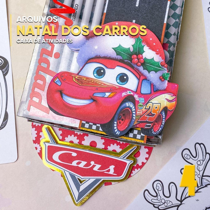 Caixa de Atividades Natal dos Carros - Arquivo Digital para Recorte - Quatro Cambalhotas