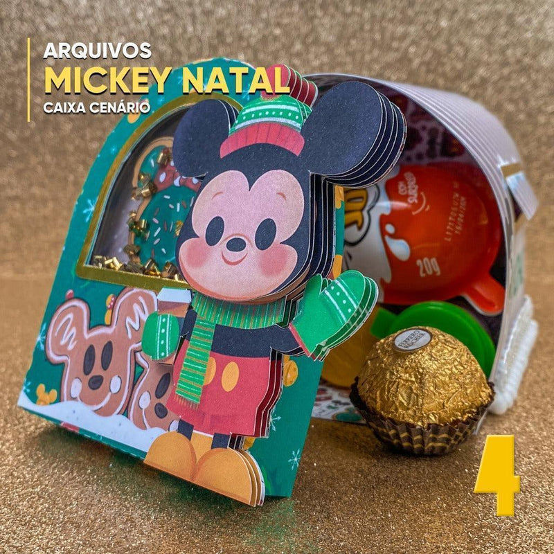 Caixa Natal do Mickey - Arquivo Digital para Recorte - Quatro Cambalhotas