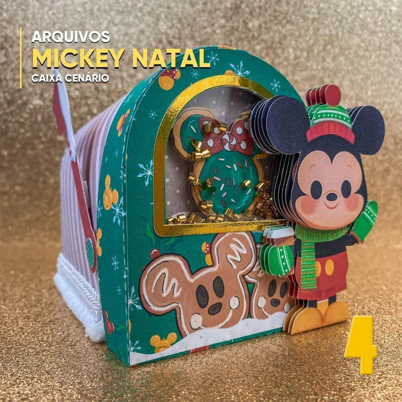 Caixa Natal do Mickey - Arquivo Digital para Recorte - Quatro Cambalhotas
